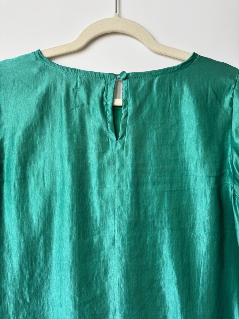 Del Villar green a-line shift dress in silk and linen blend - Picture 4 of 8